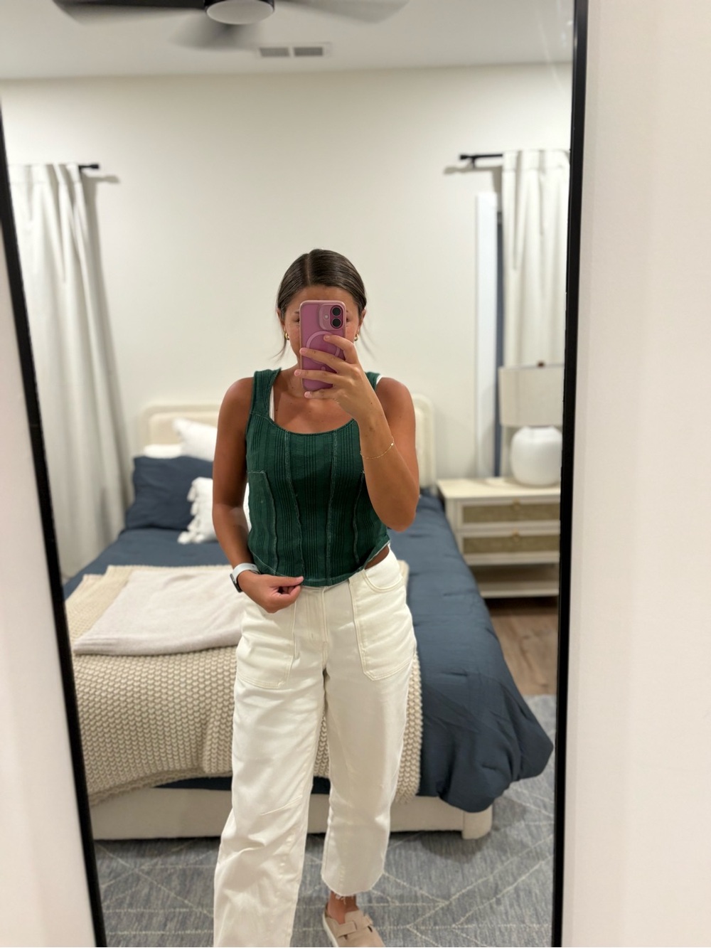 Pilcro by Anthropologie Seamed Square-Neck Tank Green Size XXS